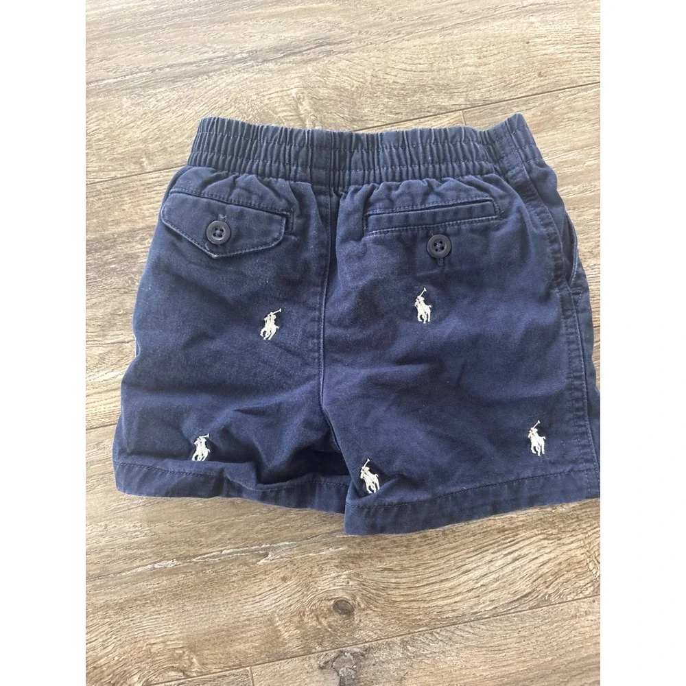 Ralph Lauren Baby Boys Navy Blue All Over Pony Embroidered Chino Shorts 18M